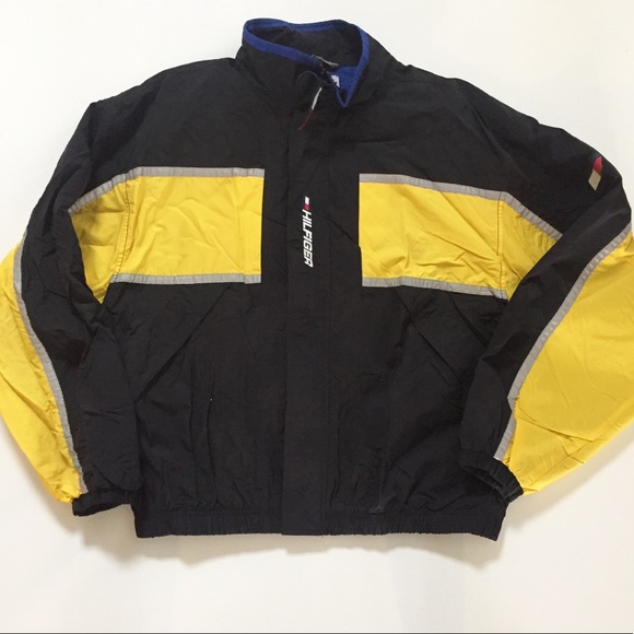 tommy hilfiger black and yellow jacket